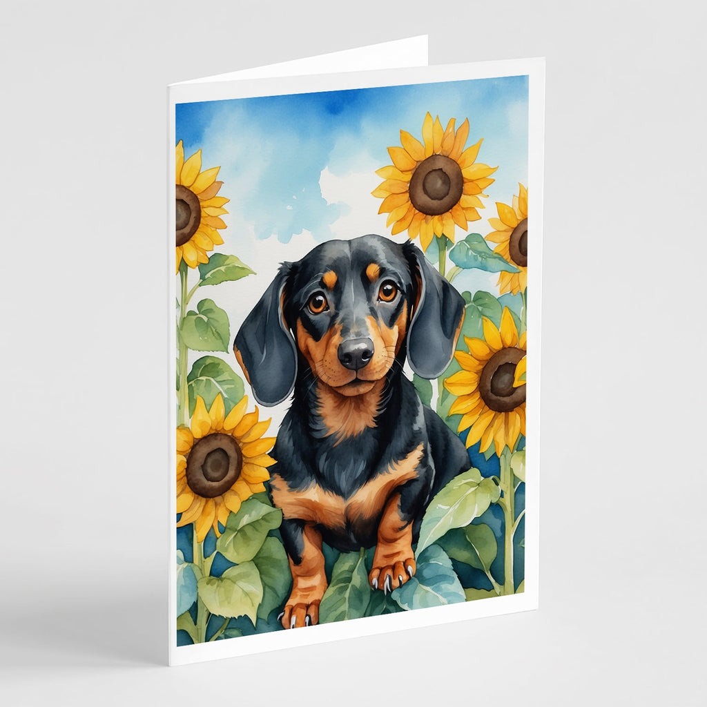 Dachshund in Sunflowers Greeting Cards Pack of 8 Blank Cards with Envelopes Whimsical A7 Size 5x7