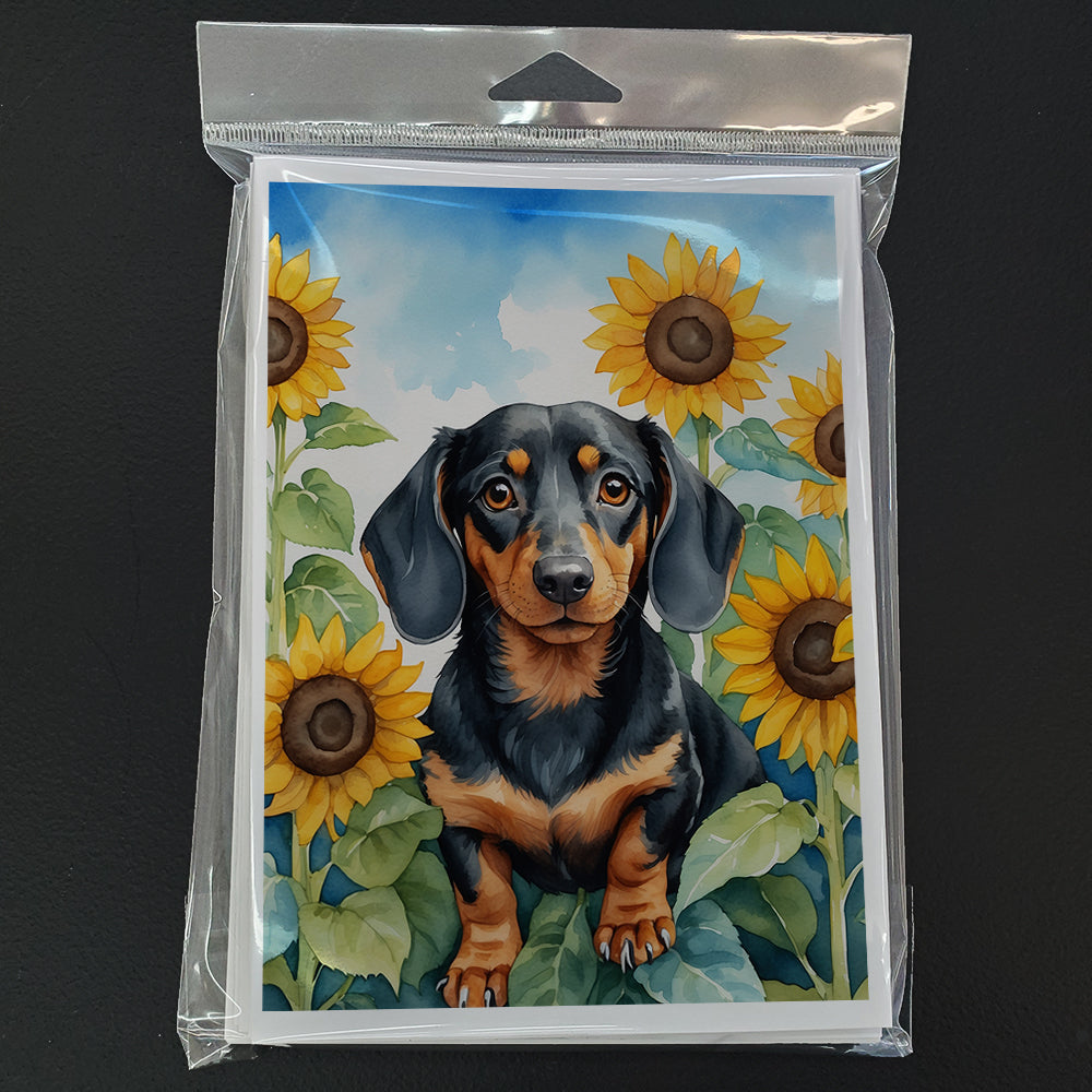 Dachshund in Sunflowers Greeting Cards Pack of 8 Blank Cards with Envelopes Whimsical A7 Size 5x7