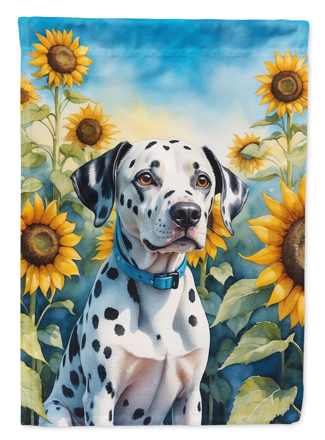 Dalmatian in Sunflowers House Flag 28x40 Porch Sleeve Pole Decorative Outside Yard Banner Artwork Wall Hanging, Polyester