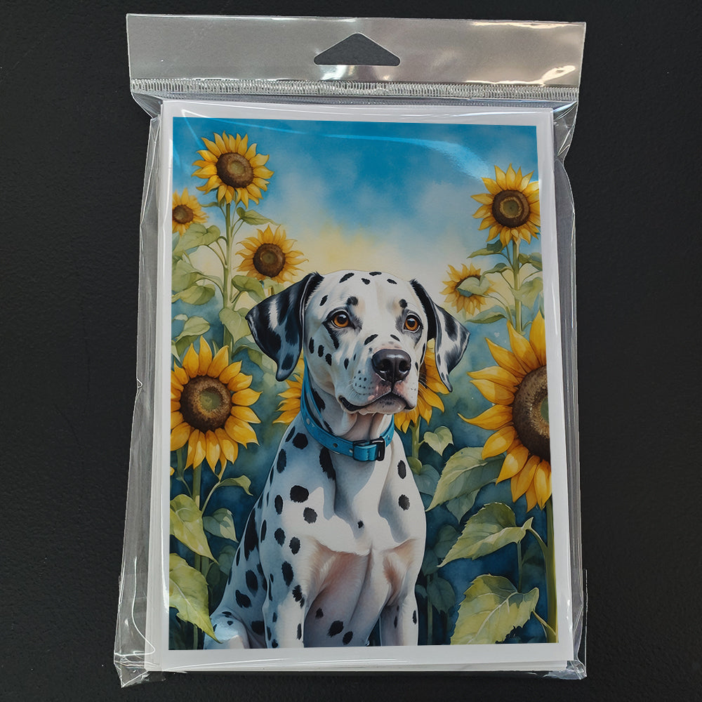 Dalmatian in Sunflowers Greeting Cards Pack of 8 Blank Cards with Envelopes Whimsical A7 Size 5x7