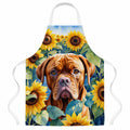 Dogue de Bordeaux in Sunflowers Apron Cooking Kitchen Server Baking Crafts Gardening for Adult Women Men, Unisex, Large, Multicolor
