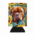 Dogue de Bordeaux in Sunflowers Can or Bottle Hugger Cooler Sleeve for Standard 12 oz Cans, Insulated Foam Beer & Soda Can Hugger Reusable