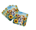 English Bulldog in Sunflowers Foam Coasters Set of 4 Cup Coasters for Indoor Outdoor, Tabletop Protection, Anti Slip, Mouse pad Material
