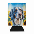 English Setter in Sunflowers Can or Bottle Hugger Cooler Sleeve for Standard 12 oz Cans, Insulated Foam Beer & Soda Can Hugger Reusable