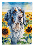 English Setter in Sunflowers House Flag 28x40 Porch Sleeve Pole Decorative Outside Yard Banner Artwork Wall Hanging, Polyester