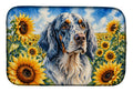 English Setter in Sunflowers Dish Drying Mat Absorbent Dish Drying Mat Pad for Kitchen Counter Dish Drainer Mat for Countertop, 14 x 21", Multicolor