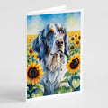 English Setter in Sunflowers Greeting Cards Pack of 8 Blank Cards with Envelopes Whimsical A7 Size 5x7