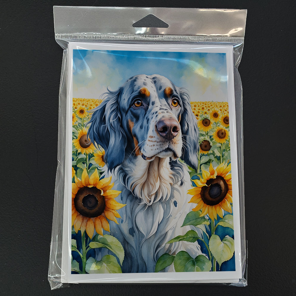 English Setter in Sunflowers Greeting Cards Pack of 8 Blank Cards with Envelopes Whimsical A7 Size 5x7