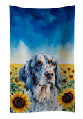 English Setter in Sunflowers Kitchen Towel Velour Plush Front and Cotton Loop Back Machine Washable