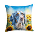 English Setter in Sunflowers Decorative Throw Pillow 18x18 Indoor Outdoor Accent Cushion, Fabric Cover with Insert for Sofa, Bed, Porch & Living Room