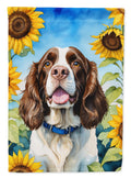 English Springer Spaniel in Sunflowers House Flag 28x40 Porch Sleeve Pole Decorative Outside Yard Banner Artwork Wall Hanging, Polyester