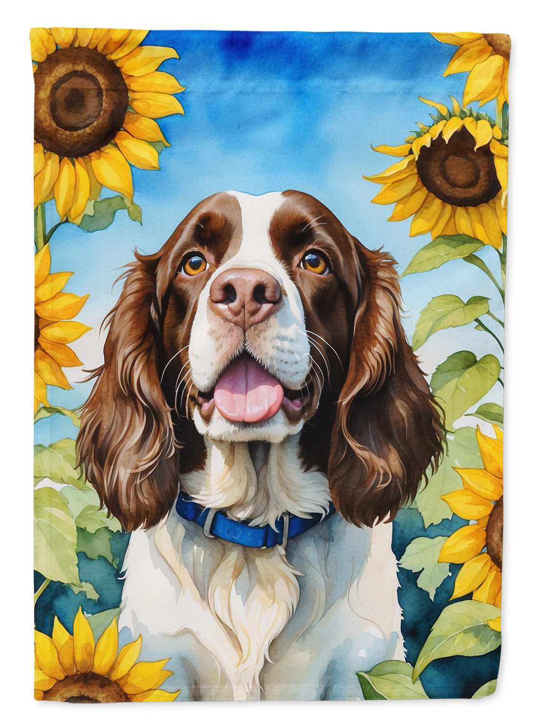 English Springer Spaniel in Sunflowers House Flag 28x40 Porch Sleeve Pole Decorative Outside Yard Banner Artwork Wall Hanging, Polyester