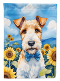 Fox Terrier in Sunflowers House Flag 28x40 Porch Sleeve Pole Decorative Outside Yard Banner Artwork Wall Hanging, Polyester