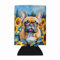French Bulldog in Sunflowers Can or Bottle Hugger Cooler Sleeve for Standard 12 oz Cans, Insulated Foam Beer & Soda Can Hugger Reusable