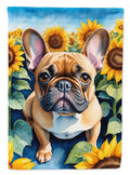 French Bulldog in Sunflowers House Flag 28x40 Porch Sleeve Pole Decorative Outside Yard Banner Artwork Wall Hanging, Polyester