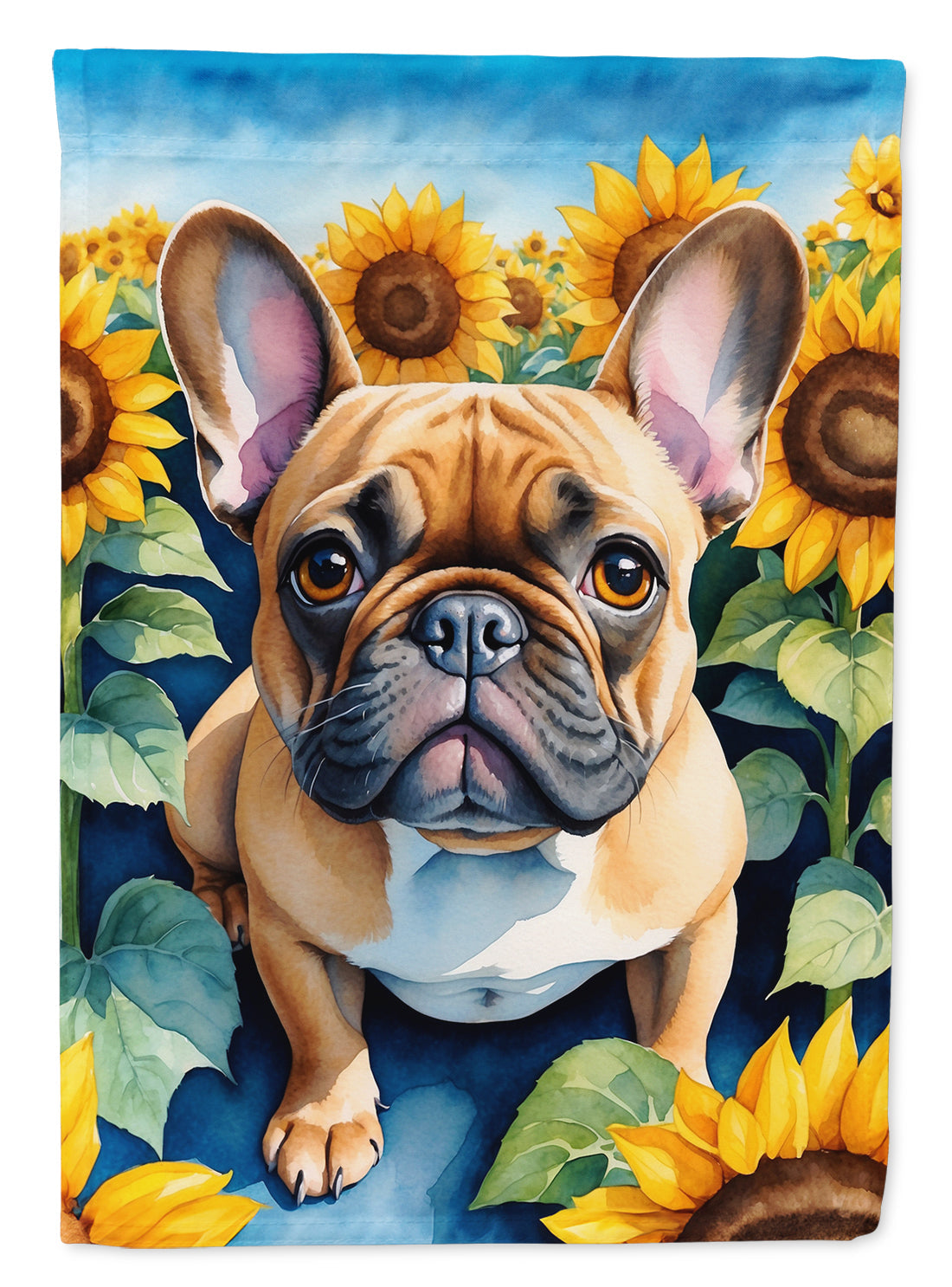 French Bulldog in Sunflowers House Flag 28x40 Porch Sleeve Pole Decorative Outside Yard Banner Artwork Wall Hanging, Polyester