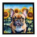 French Bulldog in Sunflowers Framed Metal Print Bathroom, Kitchen, Office, Home Decor Wall Art Ready to Hang, Square, 8X8