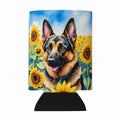 German Shepherd in Sunflowers Can or Bottle Hugger Cooler Sleeve for Standard 12 oz Cans, Insulated Foam Beer & Soda Can Hugger Reusable