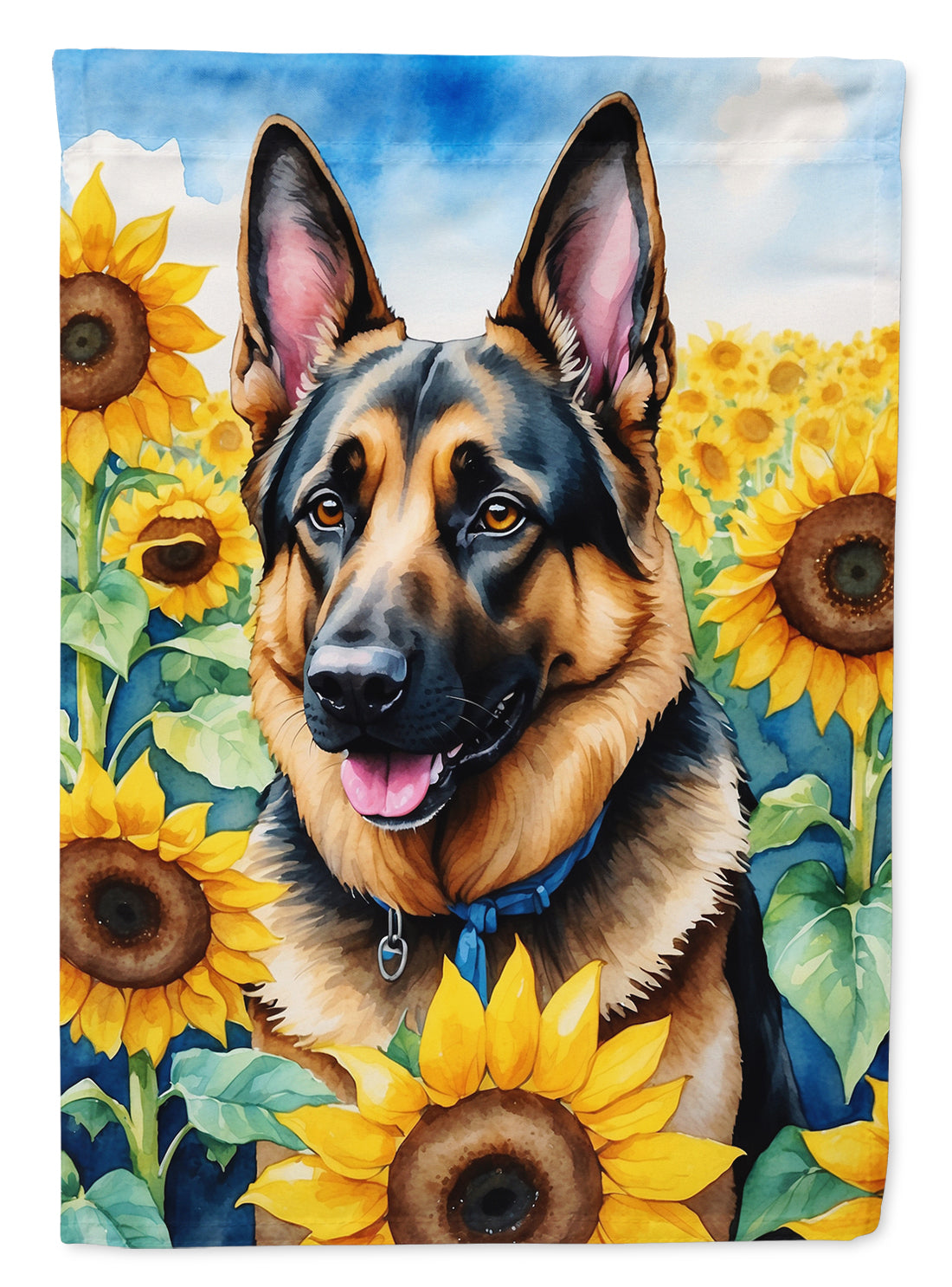 German Shepherd in Sunflowers House Flag 28x40 Porch Sleeve Pole Decorative Outside Yard Banner Artwork Wall Hanging, Polyester