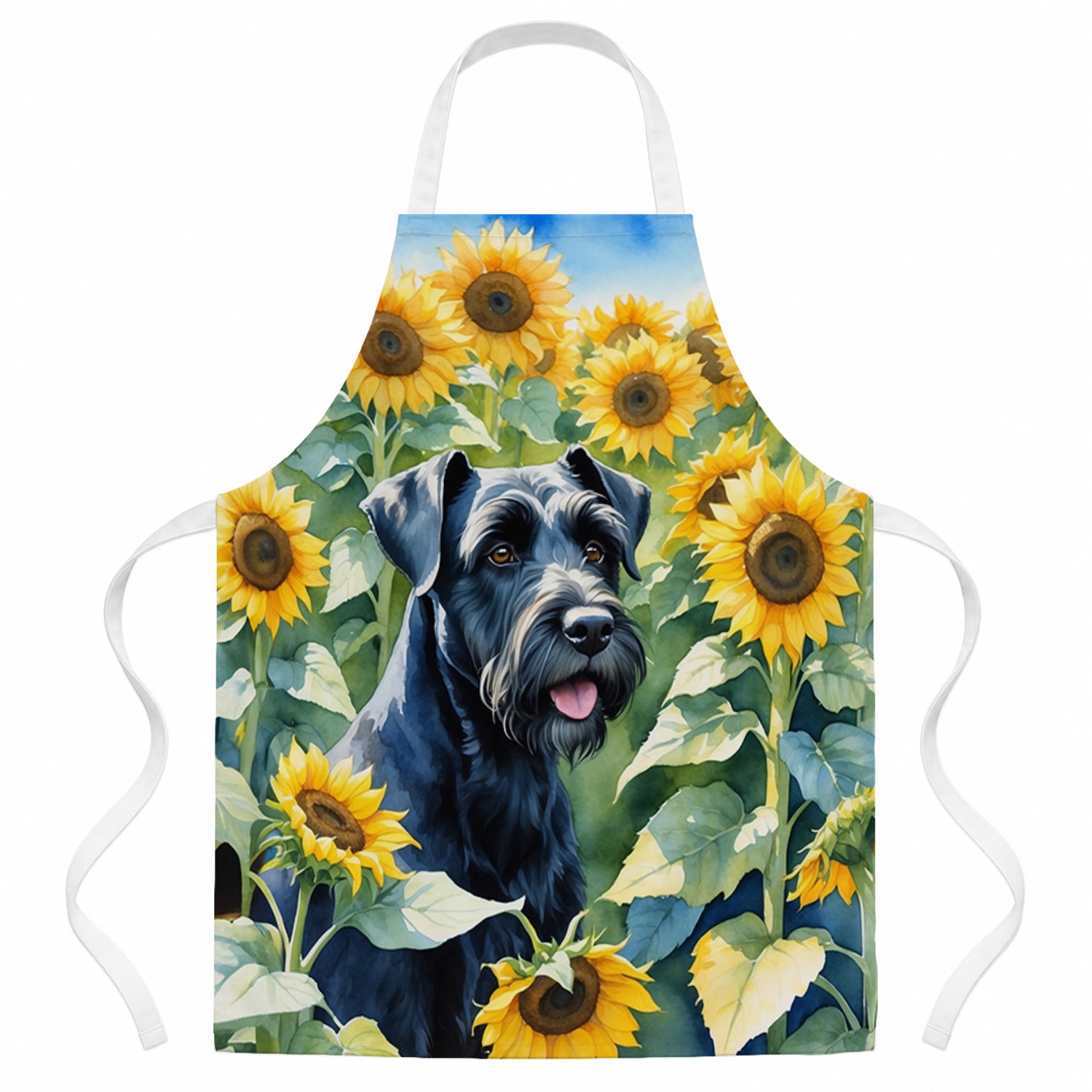 Giant Schnauzer in Sunflowers Apron Cooking Kitchen Server Baking Crafts Gardening for Adult Women Men, Unisex, Large, Multicolor