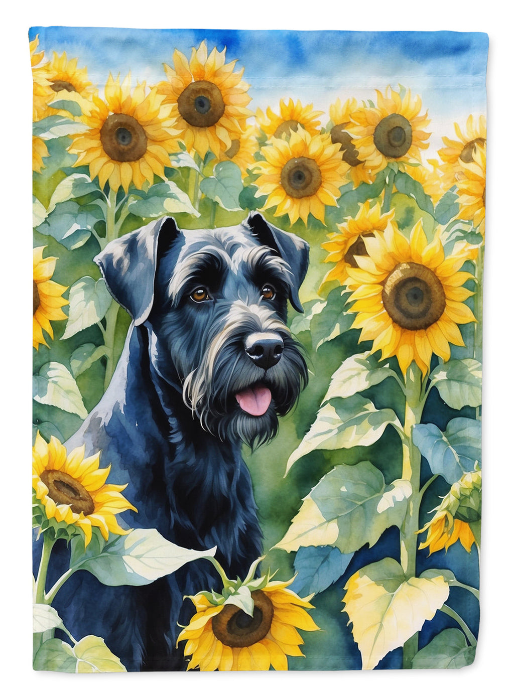 Giant Schnauzer in Sunflowers House Flag 28x40 Porch Sleeve Pole Decorative Outside Yard Banner Artwork Wall Hanging, Polyester