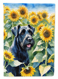 Giant Schnauzer in Sunflowers House Flag 28x40 Porch Sleeve Pole Decorative Outside Yard Banner Artwork Wall Hanging, Polyester