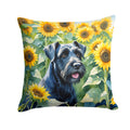Giant Schnauzer in Sunflowers Decorative Throw Pillow 14x14 Indoor Outdoor Accent Cushion, Fabric Cover with Insert for Sofa, Bed, Porch & Living Room