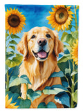 Golden Retriever in Sunflowers House Flag 28x40 Porch Sleeve Pole Decorative Outside Yard Banner Artwork Wall Hanging, Polyester