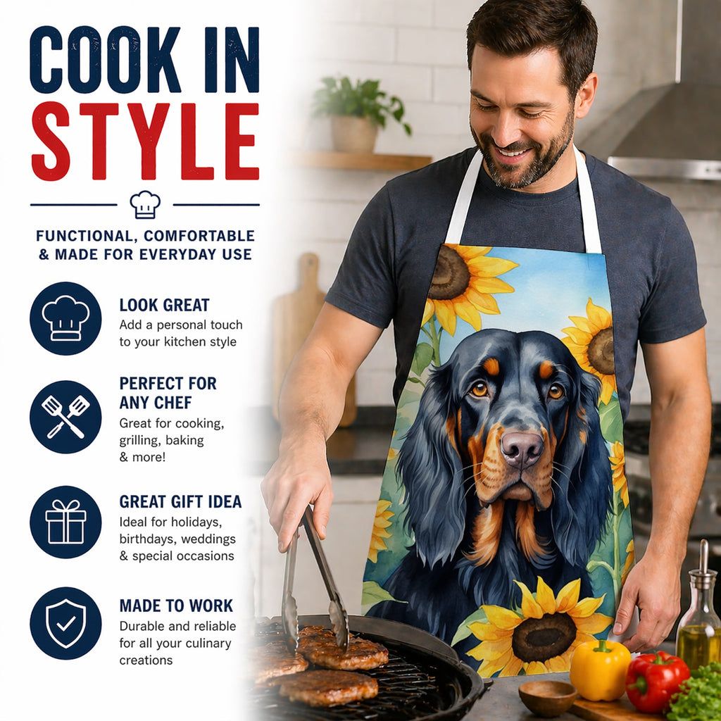 Gordon Setter in Sunflowers Apron Cooking Kitchen Server Baking Crafts Gardening for Adult Women Men, Unisex, Large, Multicolor