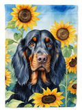 Gordon Setter in Sunflowers House Flag 28x40 Porch Sleeve Pole Decorative Outside Yard Banner Artwork Wall Hanging, Polyester