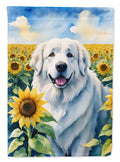 Great Pyrenees in Sunflowers House Flag 28x40 Porch Sleeve Pole Decorative Outside Yard Banner Artwork Wall Hanging, Polyester