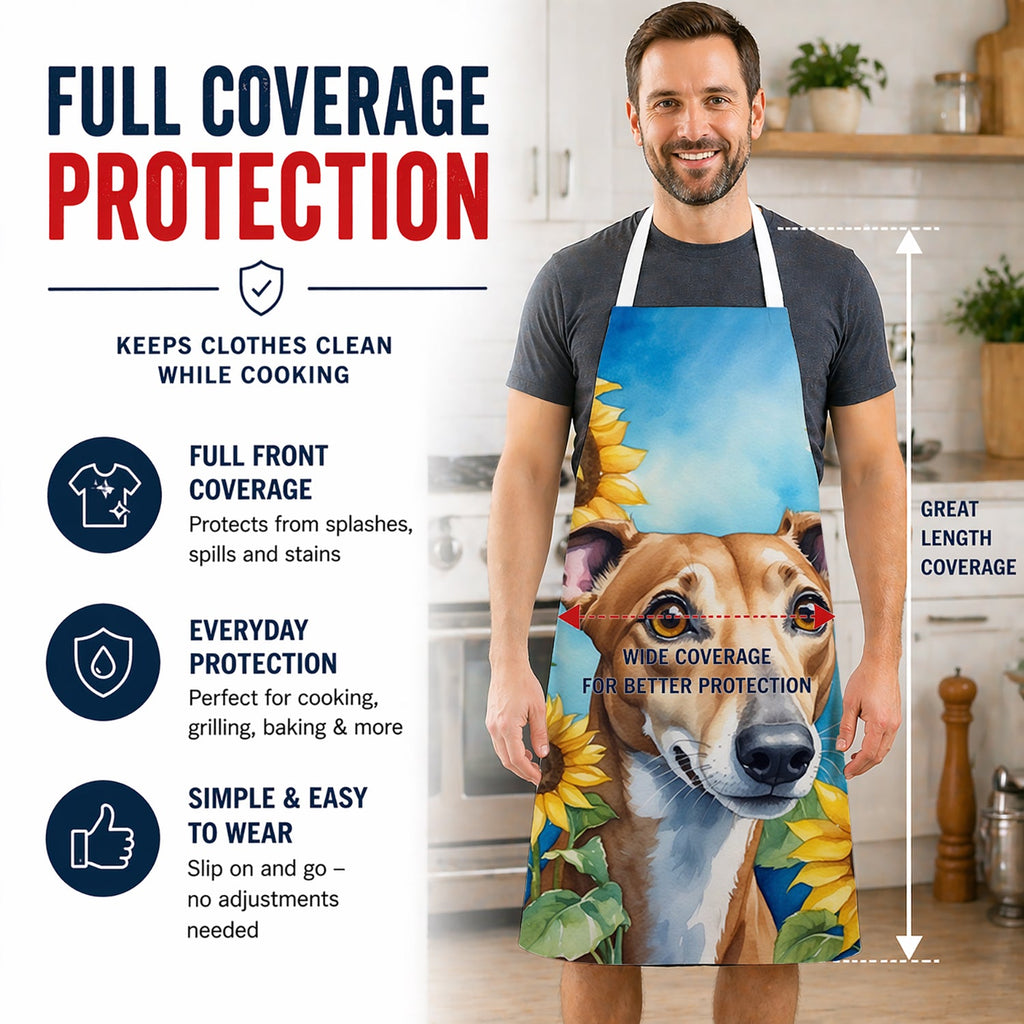 Greyhound in Sunflowers Apron Cooking Kitchen Server Baking Crafts Gardening for Adult Women Men, Unisex, Large, Multicolor