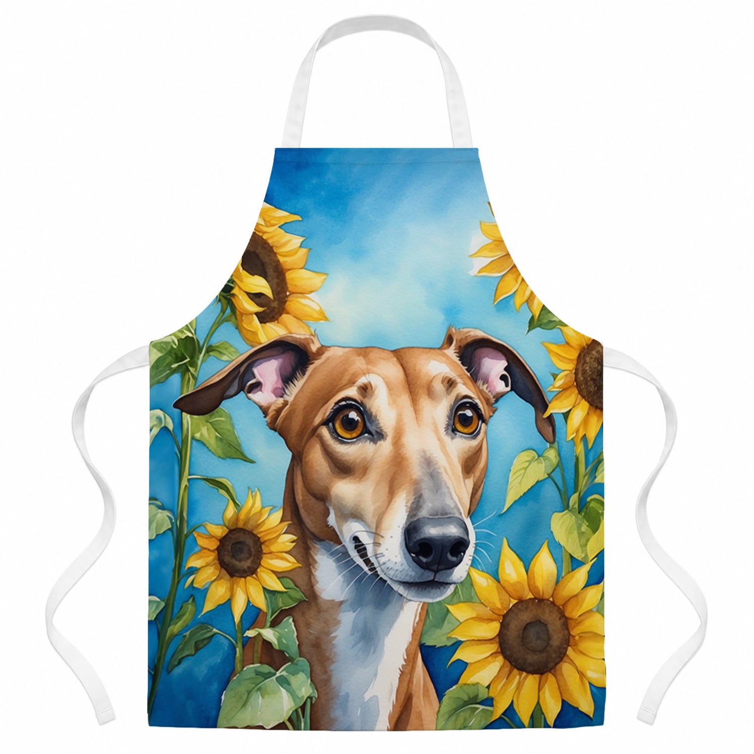 Greyhound in Sunflowers Apron Cooking Kitchen Server Baking Crafts Gardening for Adult Women Men, Unisex, Large, Multicolor