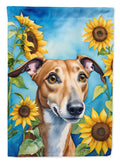 Greyhound in Sunflowers House Flag 28x40 Porch Sleeve Pole Decorative Outside Yard Banner Artwork Wall Hanging, Polyester