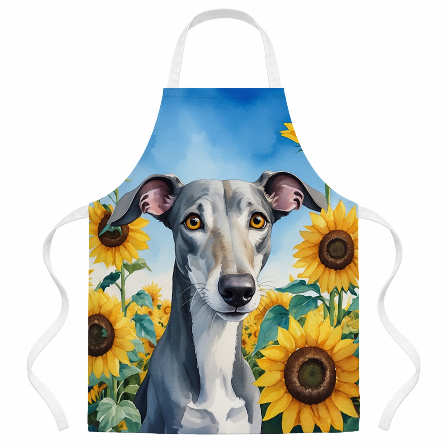 Greyhound in Sunflowers Apron Cooking Kitchen Server Baking Crafts Gardening for Adult Women Men, Unisex, Large, Multicolor