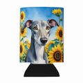 Greyhound in Sunflowers Can or Bottle Hugger Cooler Sleeve for Standard 12 oz Cans, Insulated Foam Beer & Soda Can Hugger Reusable