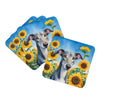Greyhound in Sunflowers Foam Coasters Set of 4 Cup Coasters for Indoor Outdoor, Tabletop Protection, Anti Slip, Mouse pad Material