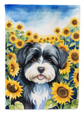 Havanese in Sunflowers House Flag 28x40 Porch Sleeve Pole Decorative Outside Yard Banner Artwork Wall Hanging, Polyester