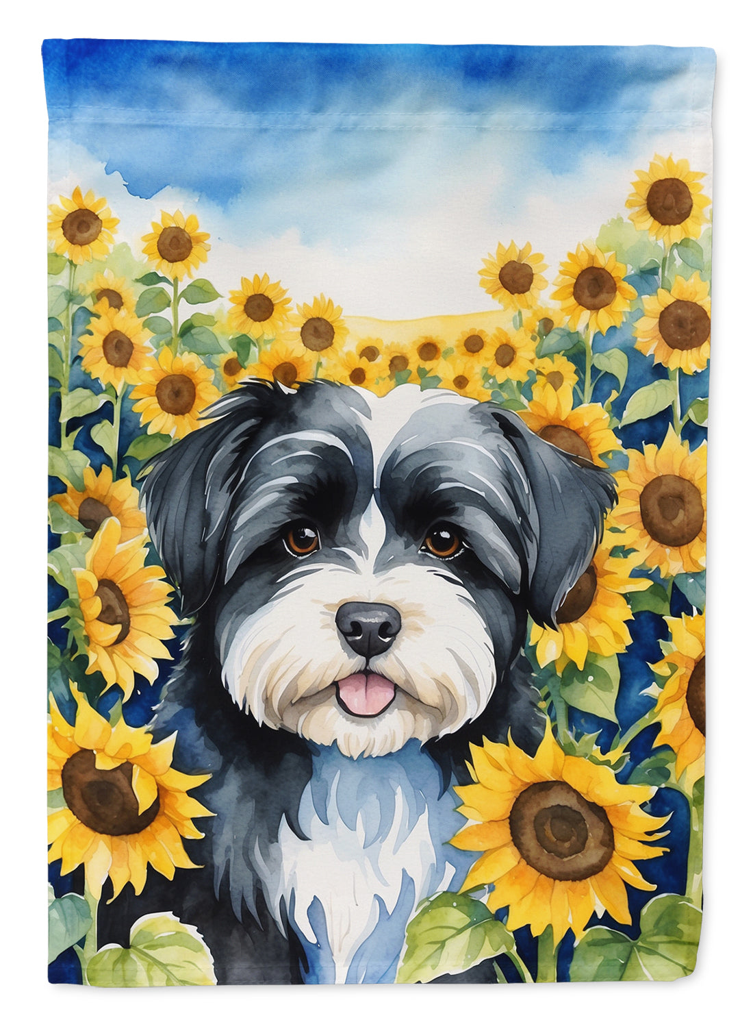 Havanese in Sunflowers House Flag 28x40 Porch Sleeve Pole Decorative Outside Yard Banner Artwork Wall Hanging, Polyester