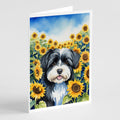 Havanese in Sunflowers Greeting Cards Pack of 8 Blank Cards with Envelopes Whimsical A7 Size 5x7