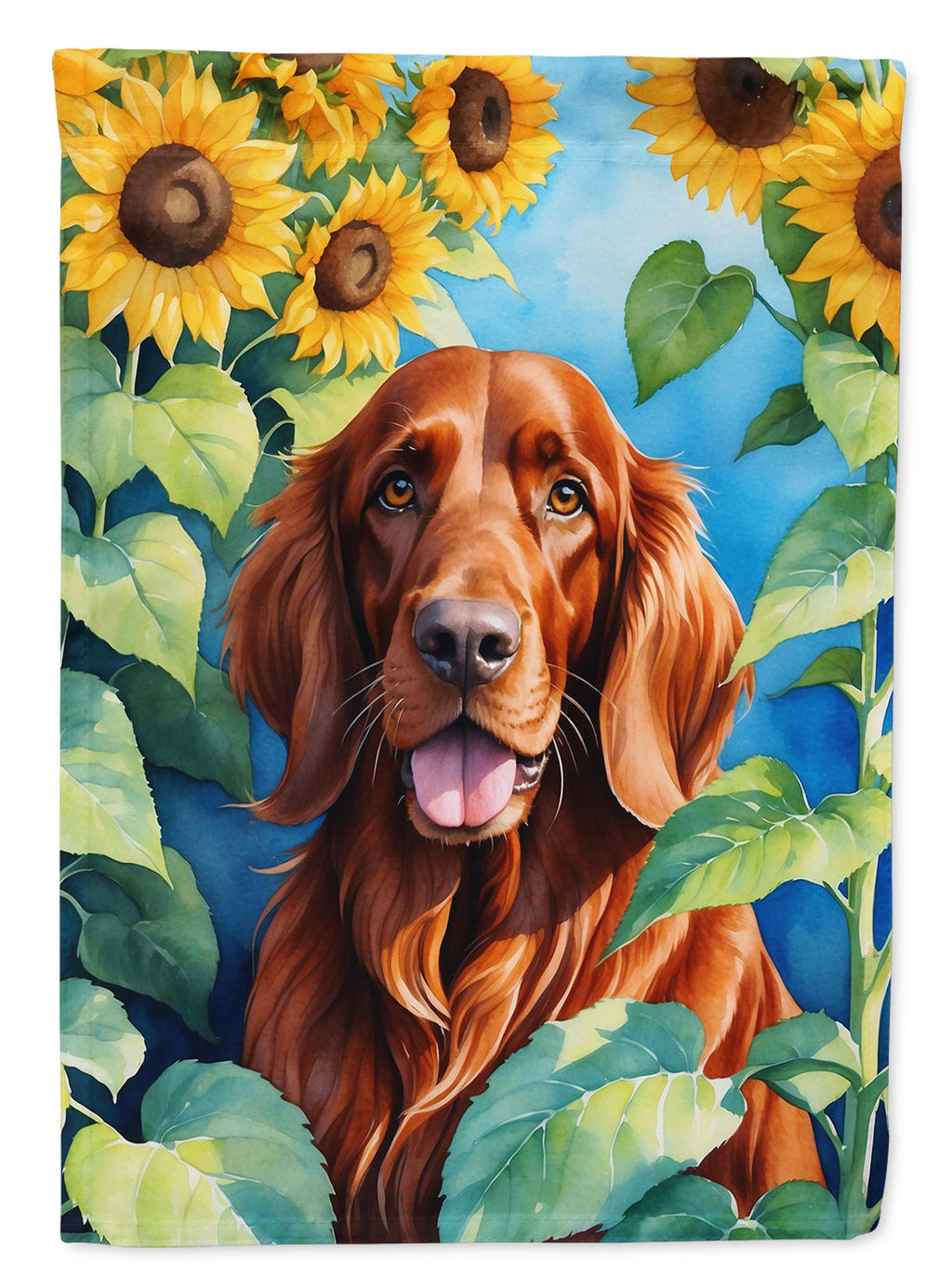 Irish Setter in Sunflowers House Flag 28x40 Porch Sleeve Pole Decorative Outside Yard Banner Artwork Wall Hanging, Polyester