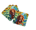 Irish Setter in Sunflowers Foam Coasters Set of 4 Cup Coasters for Indoor Outdoor, Tabletop Protection, Anti Slip, Mouse pad Material