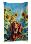 Irish Setter in Sunflowers Kitchen Towel Velour Plush Front and Cotton Loop Back Machine Washable