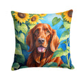 Irish Setter in Sunflowers Decorative Throw Pillow 14x14 Indoor Outdoor Accent Cushion, Fabric Cover with Insert for Sofa, Bed, Porch & Living Room