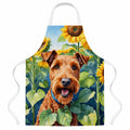 Irish Terrier in Sunflowers Apron Cooking Kitchen Server Baking Crafts Gardening for Adult Women Men, Unisex, Large, Multicolor