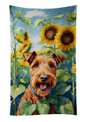 Irish Terrier in Sunflowers Kitchen Towel Velour Plush Front and Cotton Loop Back Machine Washable