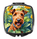 Irish Terrier in Sunflowers Compact Mirror Decorative Travel Makeup Mirror for Women Girls Gifts Pocket Makeup Mirror Folding Handheld