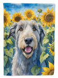 Irish Wolfhound in Sunflowers House Flag 28x40 Porch Sleeve Pole Decorative Outside Yard Banner Artwork Wall Hanging, Polyester