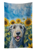 Irish Wolfhound in Sunflowers Kitchen Towel Velour Plush Front and Cotton Loop Back Machine Washable