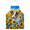 Jack Russell Terrier in Sunflowers Apron Cooking Kitchen Server Baking Crafts Gardening for Adult Women Men, Unisex, Large, Multicolor